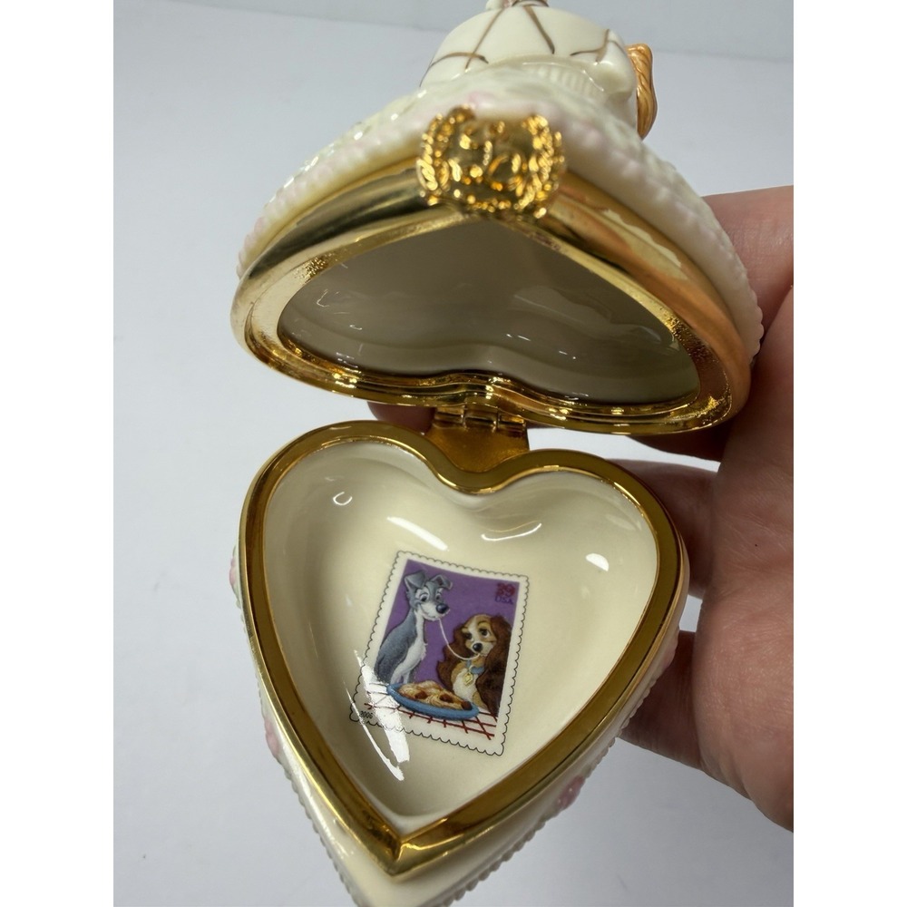 Lenox Disney US Postal Service Lady and Tramp Romance Treasure Trinket Box - Picture 6 of 8
